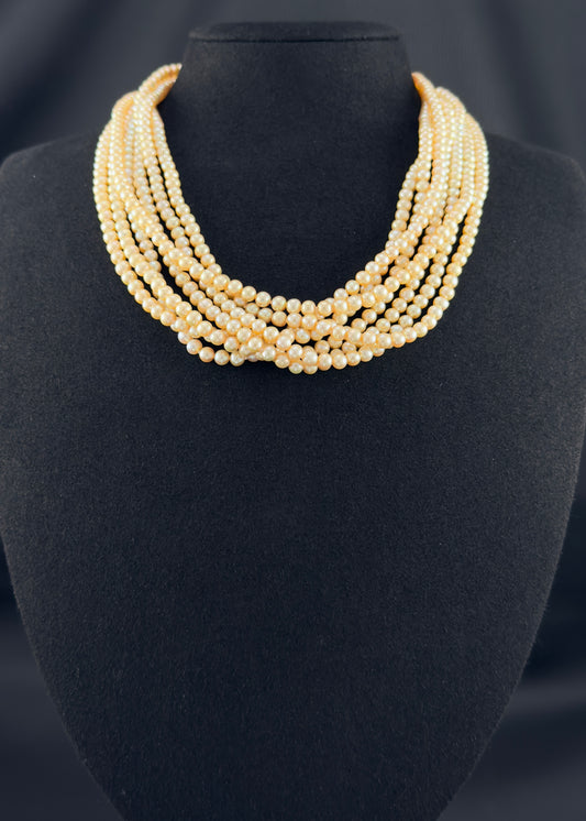 17" South Sea Golden-Beige Pearl Necklace | AAAAA Grade | Plated Clasp