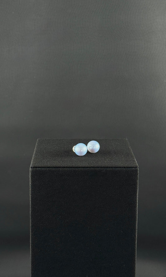 Stud Earrings | South Sea Cultured Pearl | Silver-Grey-Blue | AAAAA Grade | 14K