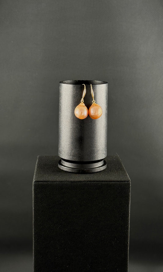Drop Earrings | South Sea Baroque Cultured Pearl | Golden Pink | AAA Grade | 18K