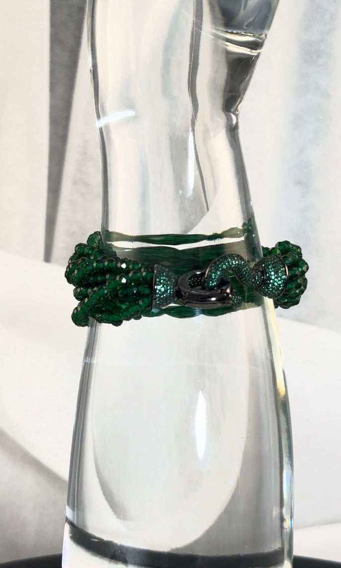 7.5" Green Swarovski Bracelet | Plated