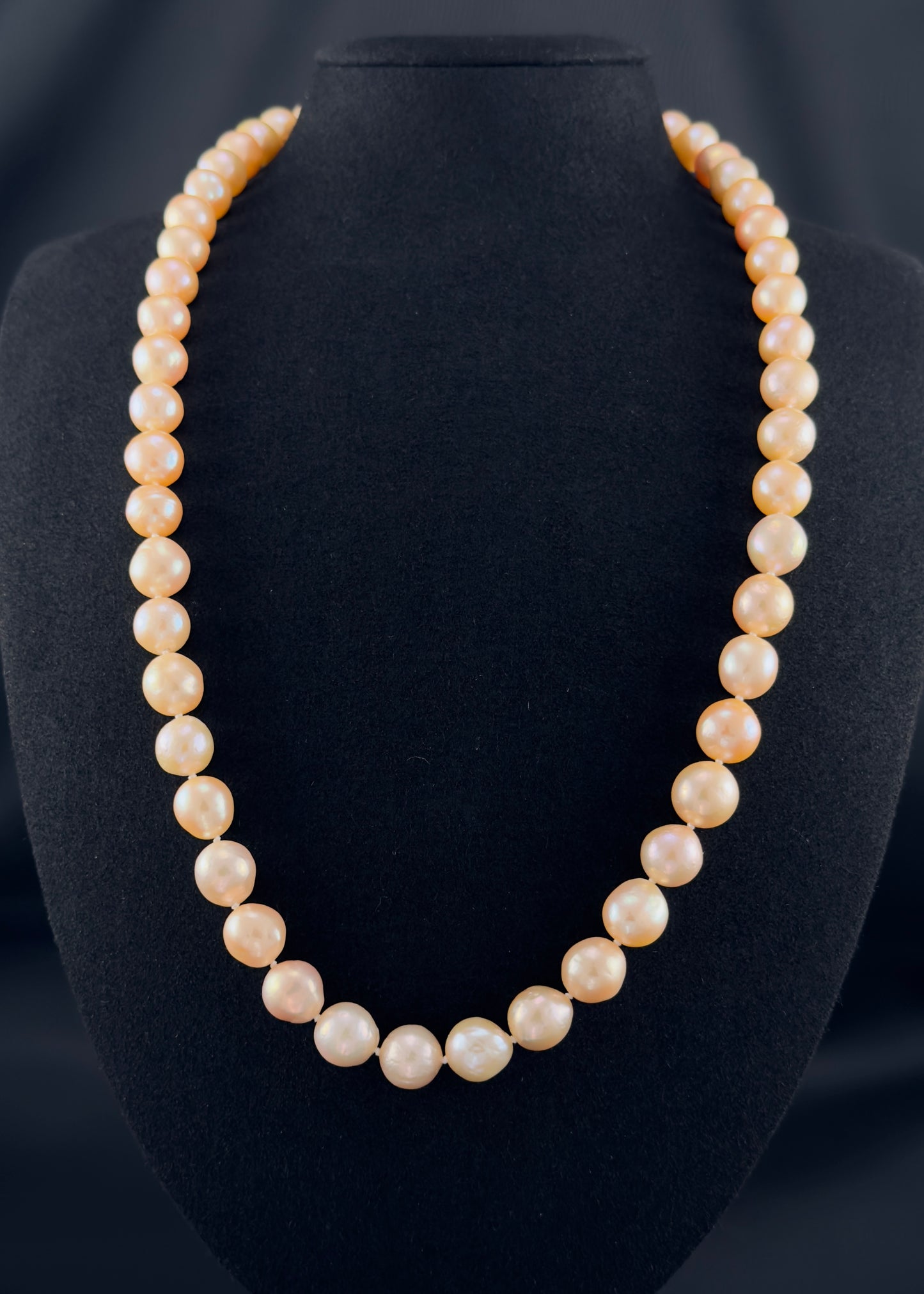 26" Baroque Golden-Pink Pearl Necklace | AAA-TOP Luster Grade | *No-clasp