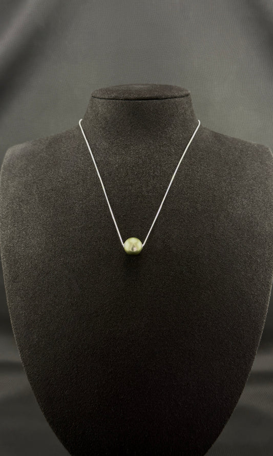 18" Single-South Sea Pistachio Necklace | TOP Grade | 18K Chain