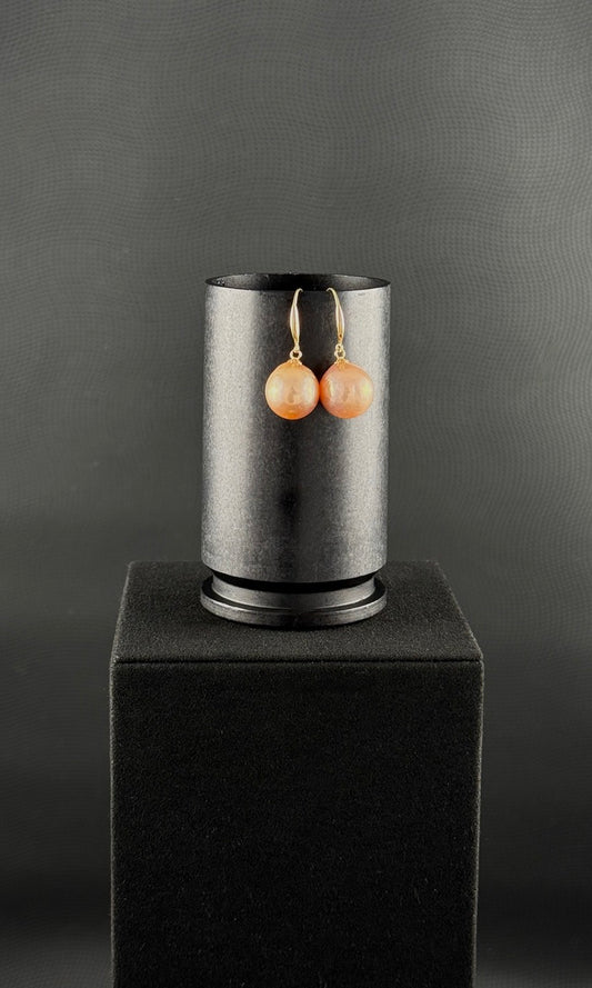 Drop Earrings | South Sea Baroque Cultured Pearl | Golden Pink | AAA Grade | 18K