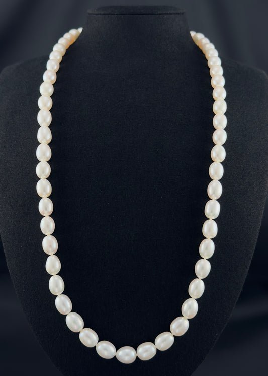 26" Oval Baroque White Pearl Necklace | AAAAA Grade | *No Clasp