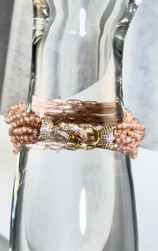 7.5" Pink Swarovski Bracelet | Plated