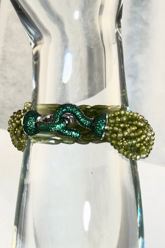 7.5" Olive Swarovski Bracelet | Plated