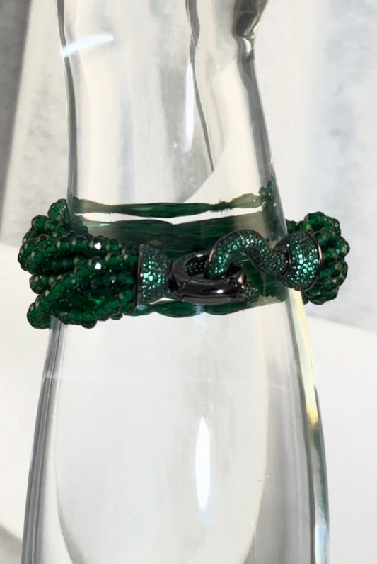 7.5" Green Swarovski Bracelet | Plated