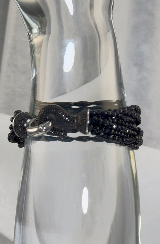 7.5" Black Spinel Bracelet | Plated