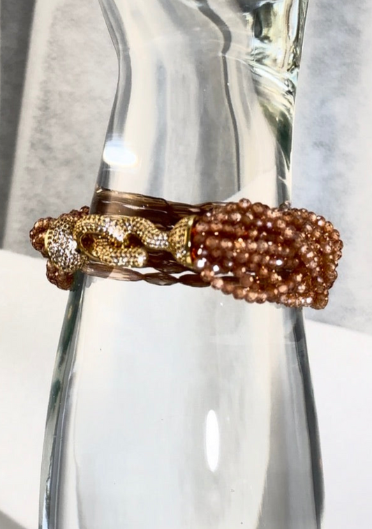 7.5" Beige Swarovski Bracelet | Plated