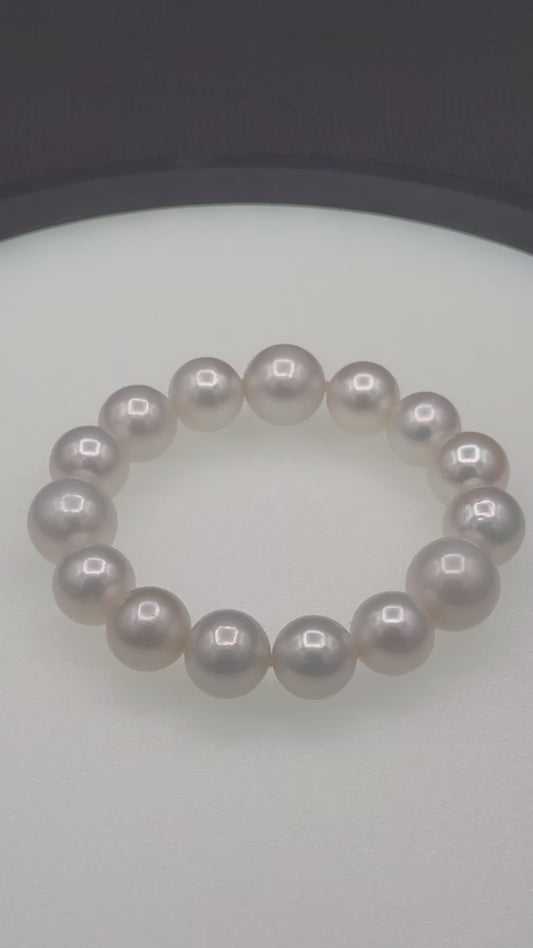 6.5" South Sea White | AAAA Grade | Stretch Bracelet | 12.5-14mm
