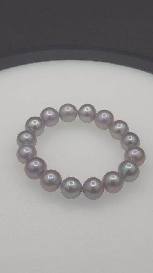 6.25" South Sea Silver | AA Grade | Stretch Bracelet | 11-11.5mm
