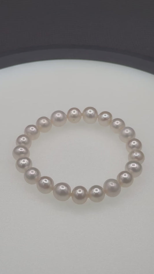 6.75" South Sea White | A Grade | Stretch Bracelet | 8.5-9.5mm