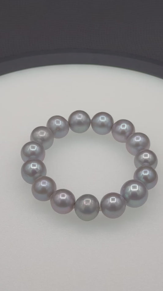 6" South Sea Silver | AAAA Grade | Stretch Bracelet | 12.5-13mm