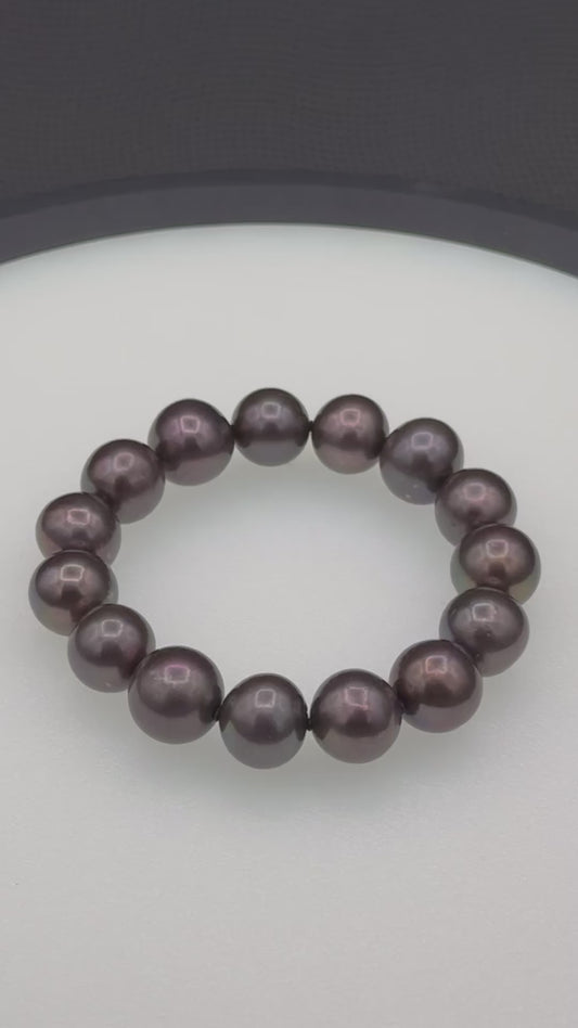 6" Tahitian Black | AAAA Grade | Stretch Bracelet | 12.5-13.5mm