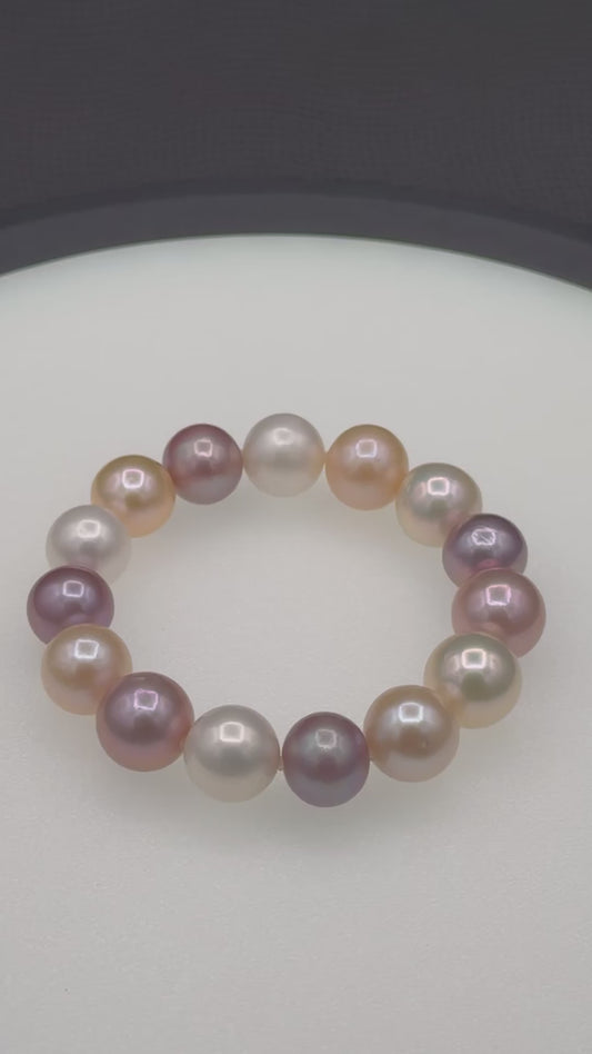 6.25" South Sea Mixed Blush Pink | AAA Grade | Stretch Bracelet | 12-13.5mm