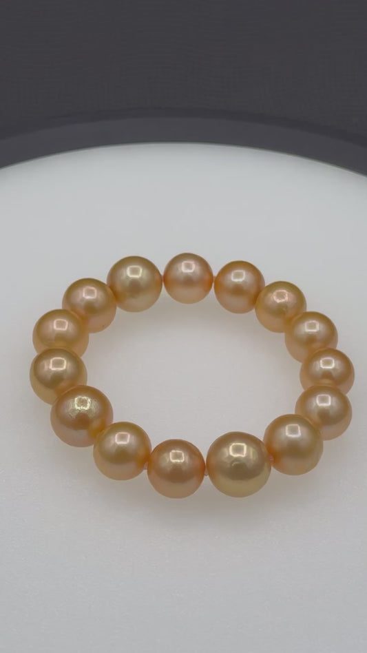6.25" AAAA South Sea Deep Gold | AAAA | Stretch Bracelet | 12 -13.5mm