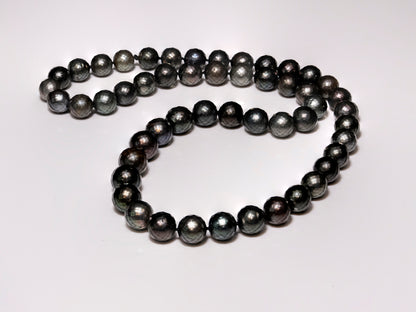 24" Tahitian Black-Green-Pearl  Carved Necklace | AAA Grade | *No Clasp. [cnT062]