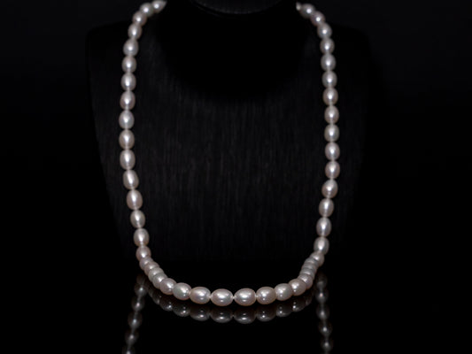 26" Oval Baroque White Pearl Necklace | AAAAA Grade | *No Clasp [cn083]