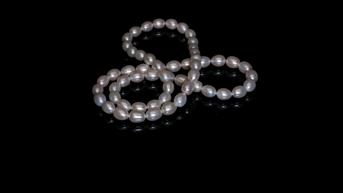 26" Oval Baroque White Pearl Necklace | AAAAA Grade | *No Clasp [cn083]
