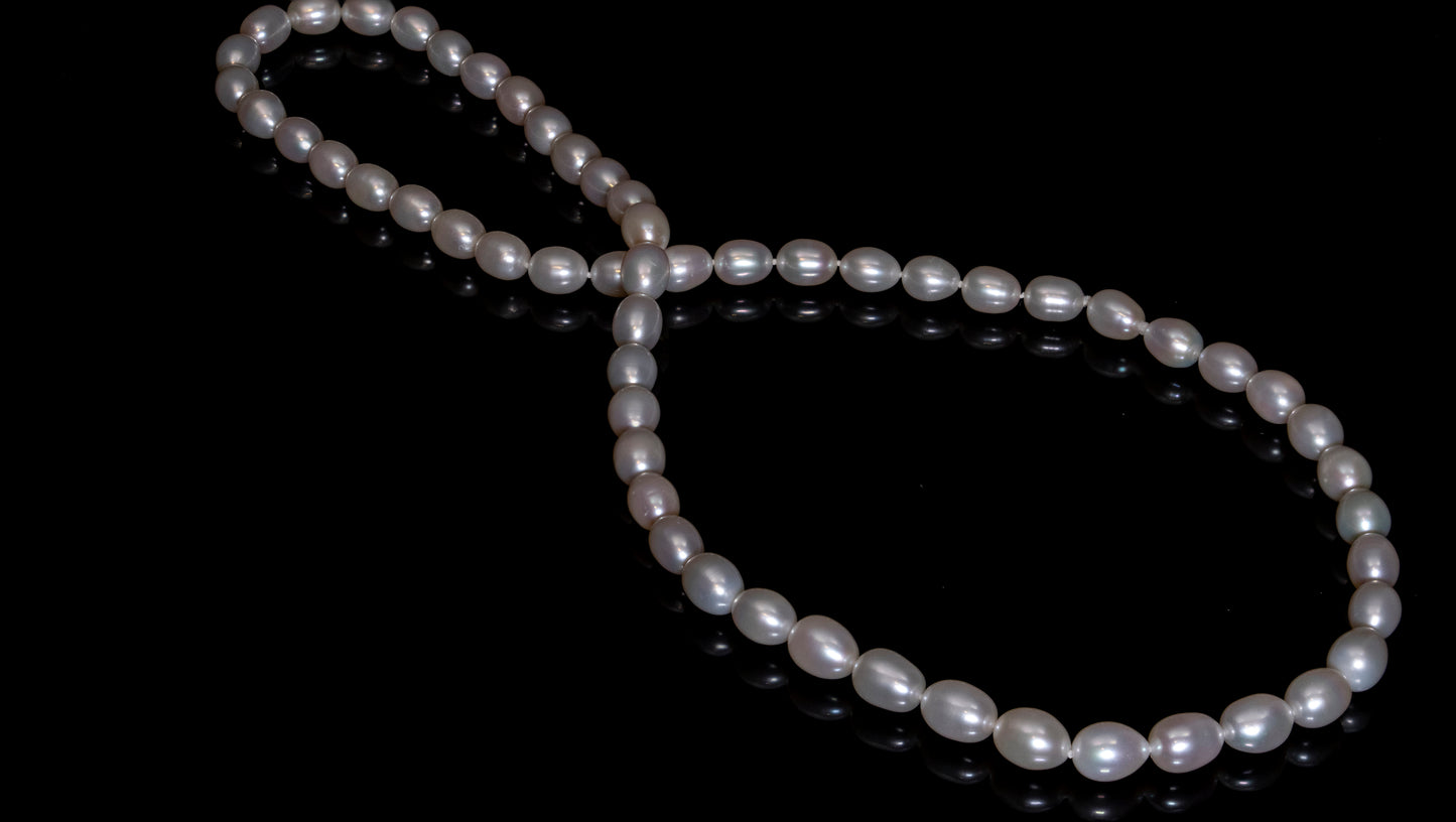 26" Oval Baroque White Pearl Necklace | AAAAA Grade | *No Clasp [cn083]