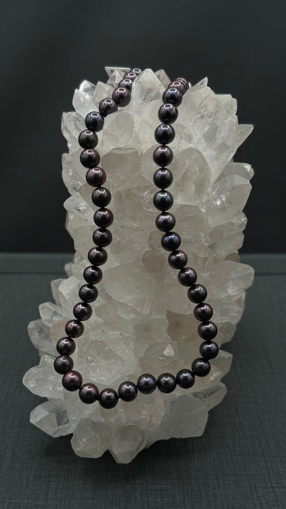 20" South Sea Natural Black Razzberry Pearl Necklace | AAAAA Excellent Grade | 14K White Gold