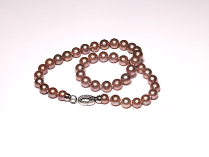 18.5" South Sea Pink-Grey Pearl Necklace | AAAAA Grade | Sterling Silver Clasp [cn041]