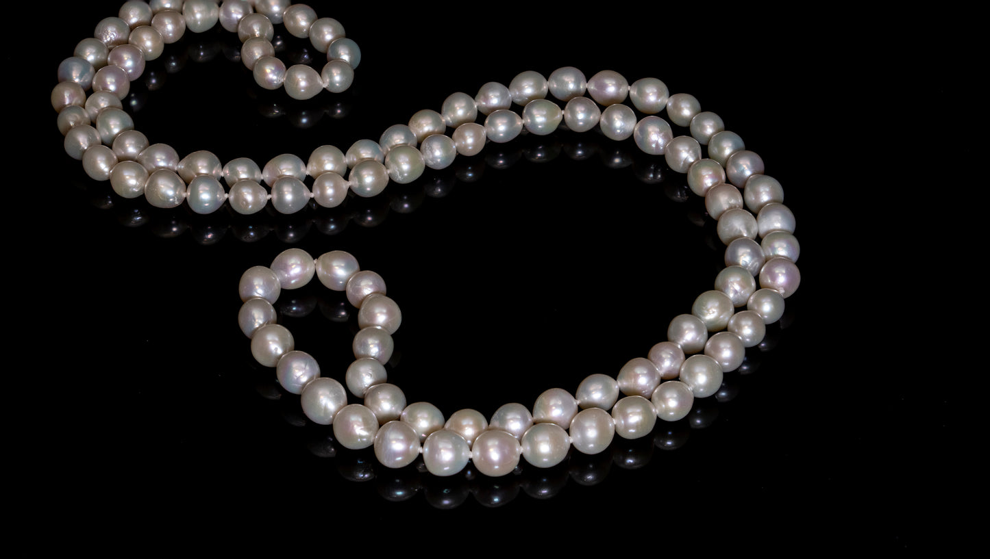 48" Baroque White Pearl Necklace | AAA TOP-Luster Grade | *No-clasp [cn087]