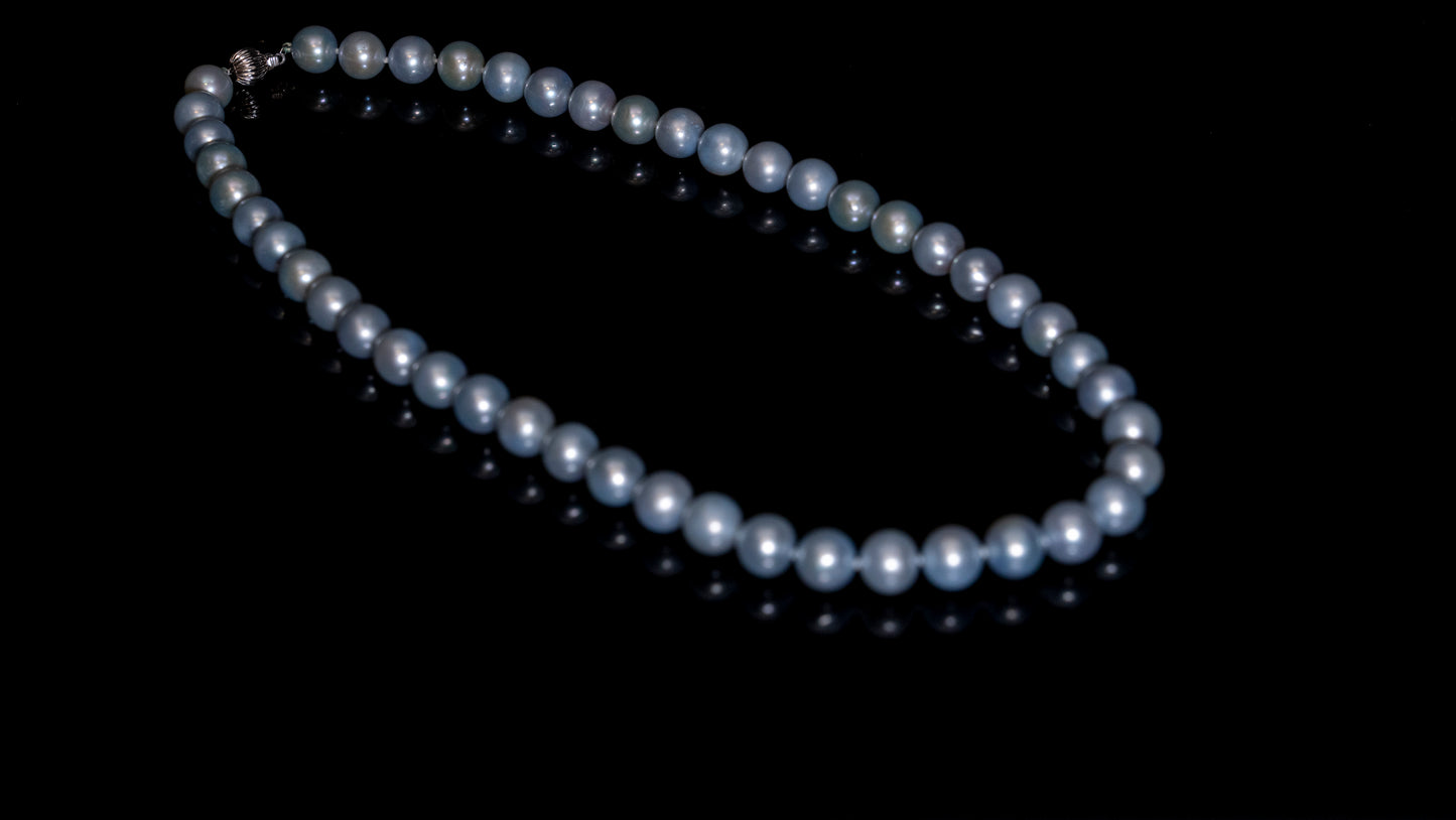 20" South Sea Silver-Grey-Blue Pearl Necklace | AAAAA Grade | 14K Clasp [cn019]