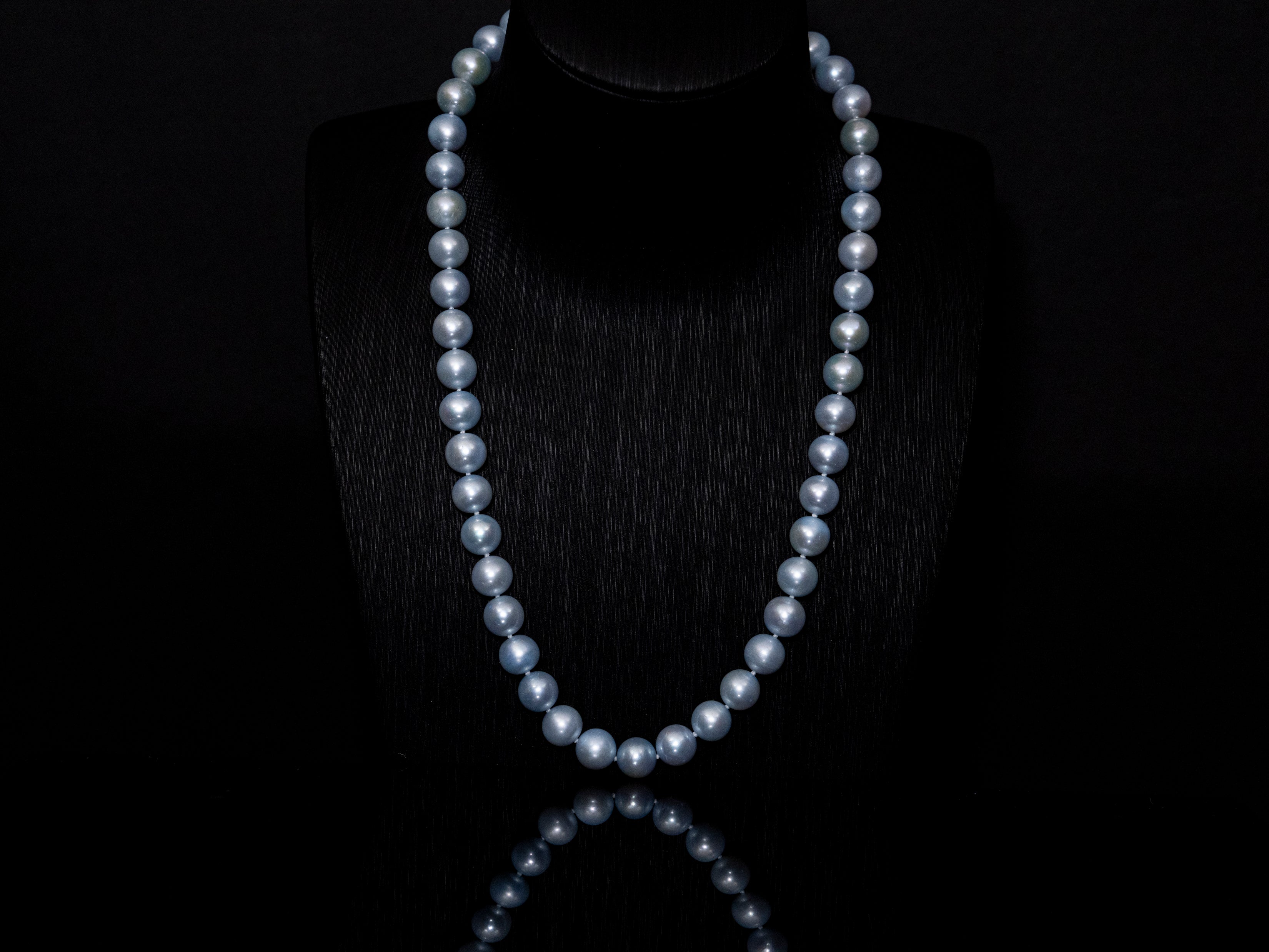20" South Sea Silver-Grey-Blue Pearl Necklace | AAAAA Grade | 14K Clasp [cn019]