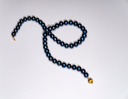 20" Tahitian Dark-Blue Pearl Necklace | AAAA Grade | 14K Clasp [cnT024]