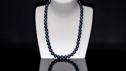 20" Tahitian Dark-Blue Pearl Necklace | AAAA Grade | 14K Clasp [cnT024]