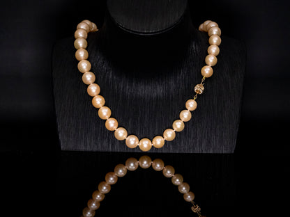 20" South Sea Champagne-Golden Pearl Necklace | AAAA Grade | 14K Clasp [cn044]