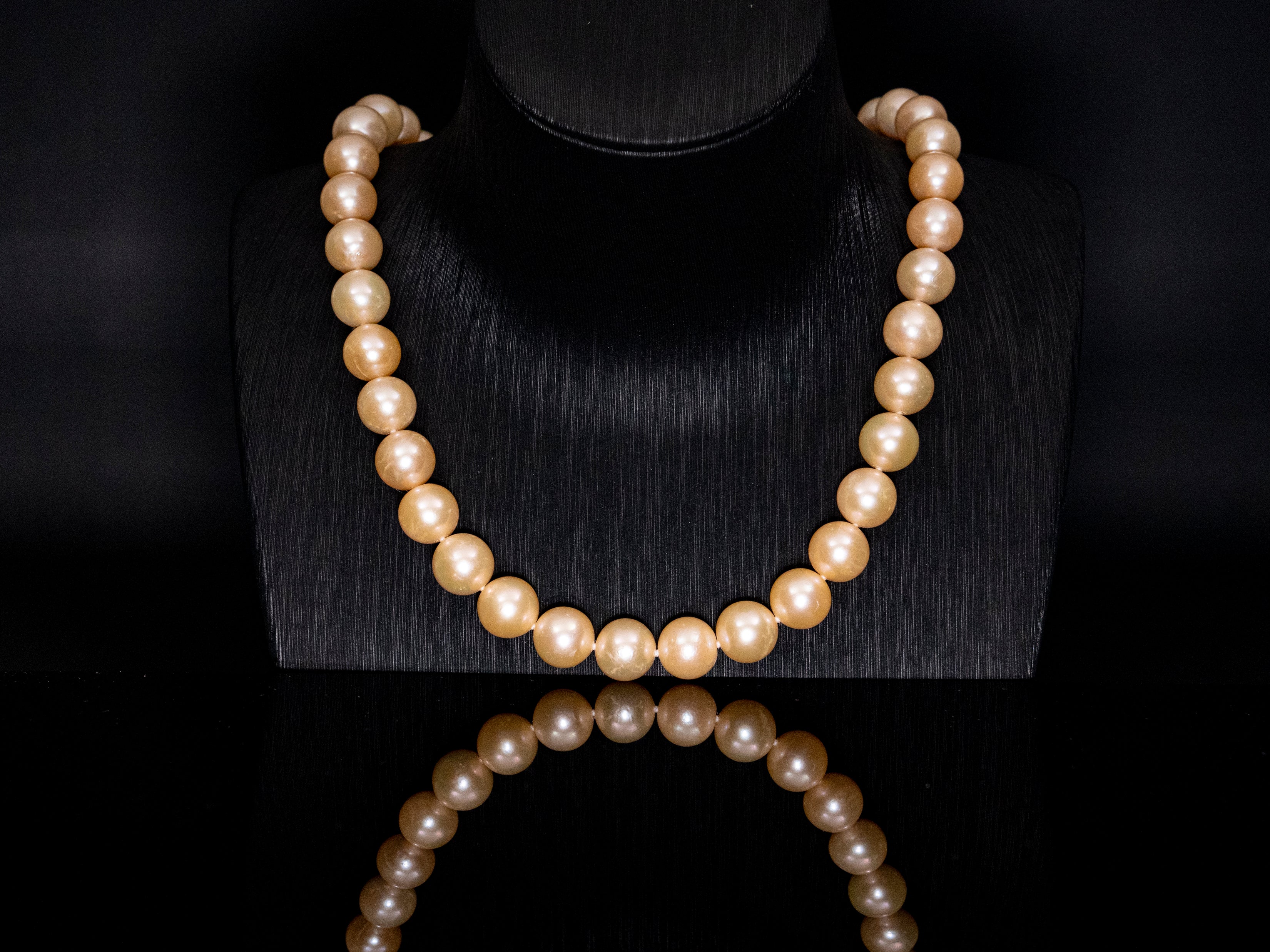 20" South Sea Champagne-Golden Pearl Necklace | AAAA Grade | 14K Clasp [cn044]