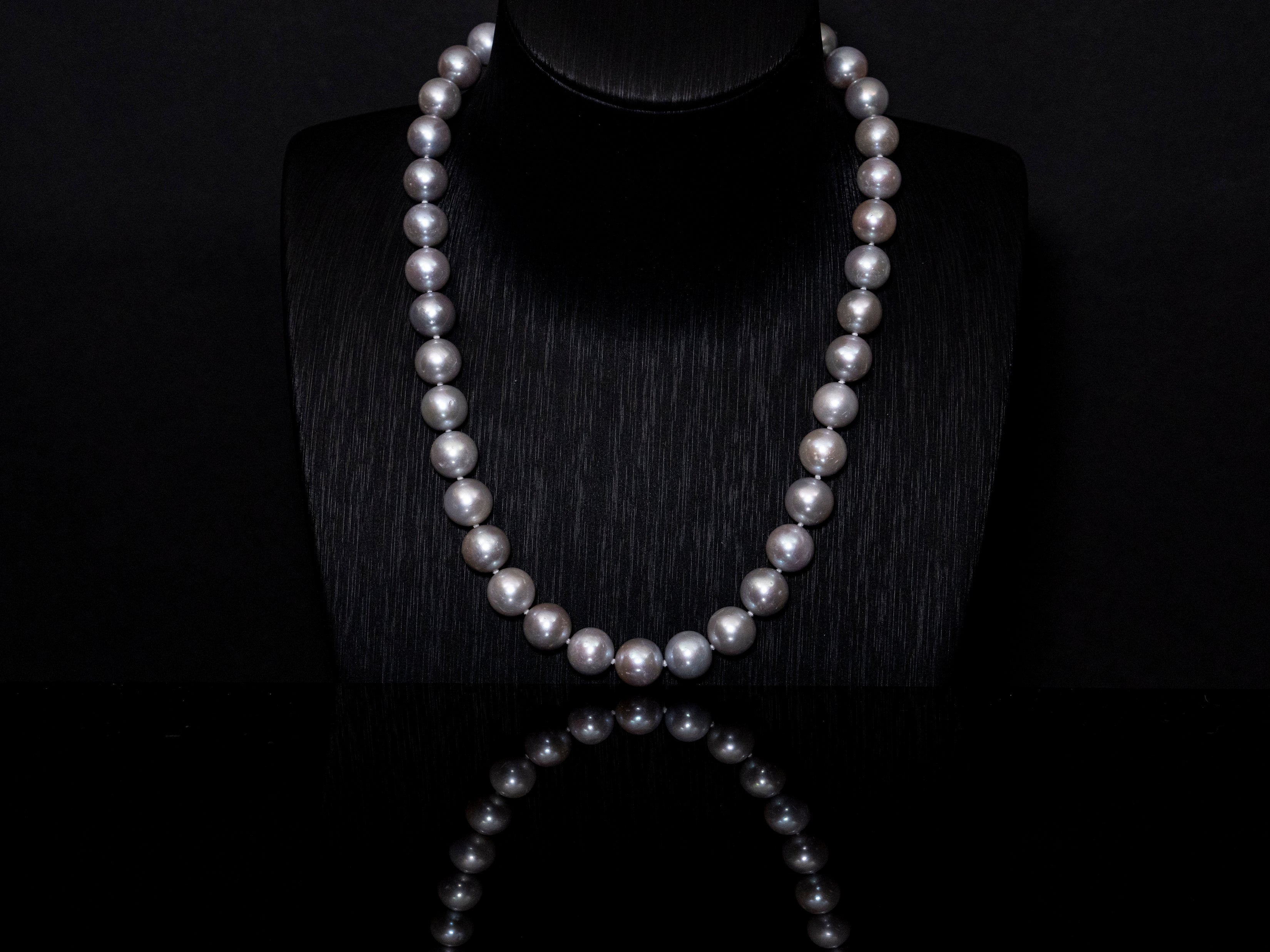 18" South Sea Soft Grey Pearl Necklace | AAAA Grade | 14K Clasp [cn050]