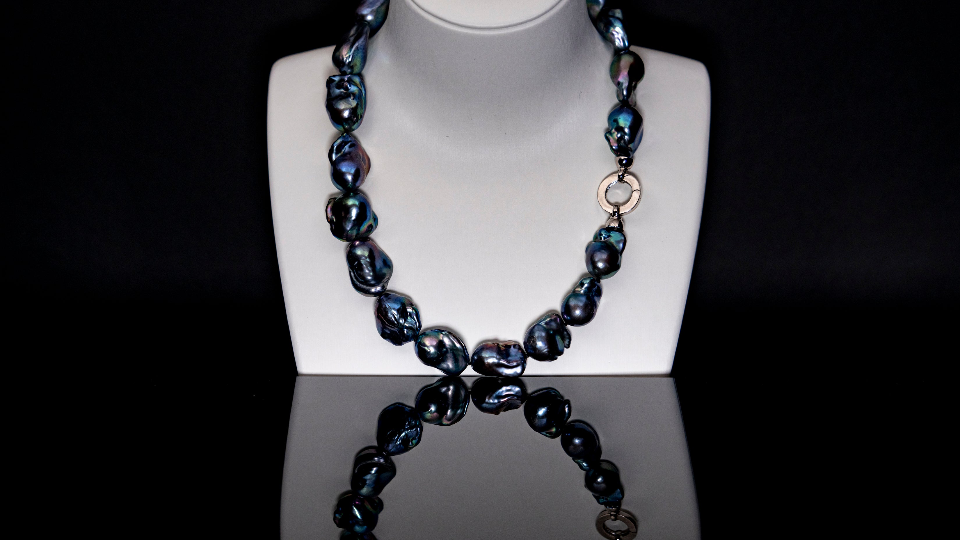 18" Tahitian Black Baroque Necklace | AAAAA Grade | 925 Clasp [cnT071]