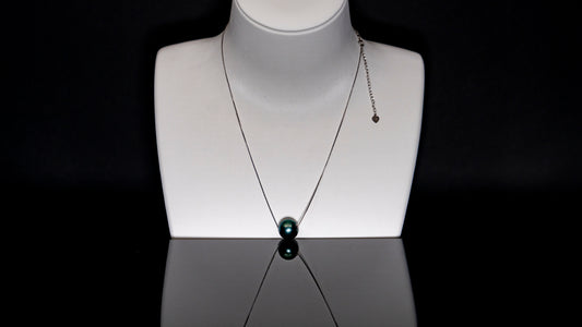 18" Single Pearl Tahitian Necklace | TOP Grade | 18K Chain [n02]