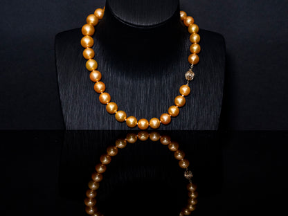 15.5" South Sea Deep-Gold Pearl Necklace | AAAAA Grade | 14K Clasp [cn057]