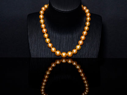 15.5" South Sea Deep-Gold Pearl Necklace | AAAAA Grade | 14K Clasp [cn057]