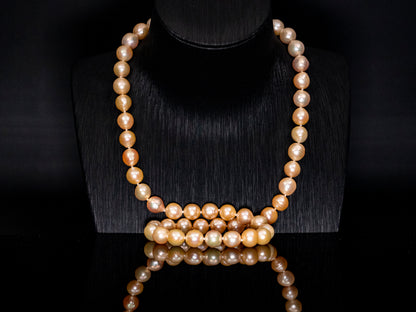 26" Baroque Golden-Champagne Pearl Necklace | AAA-TOP Luster Grade | *No-clasp [cn085]