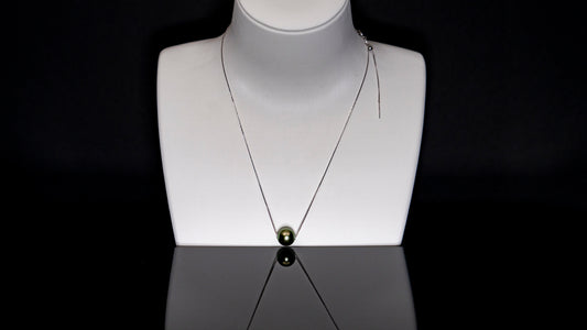 18" Single-South Sea Pistachio Necklace | TOP Grade | 18K Chain [n06]