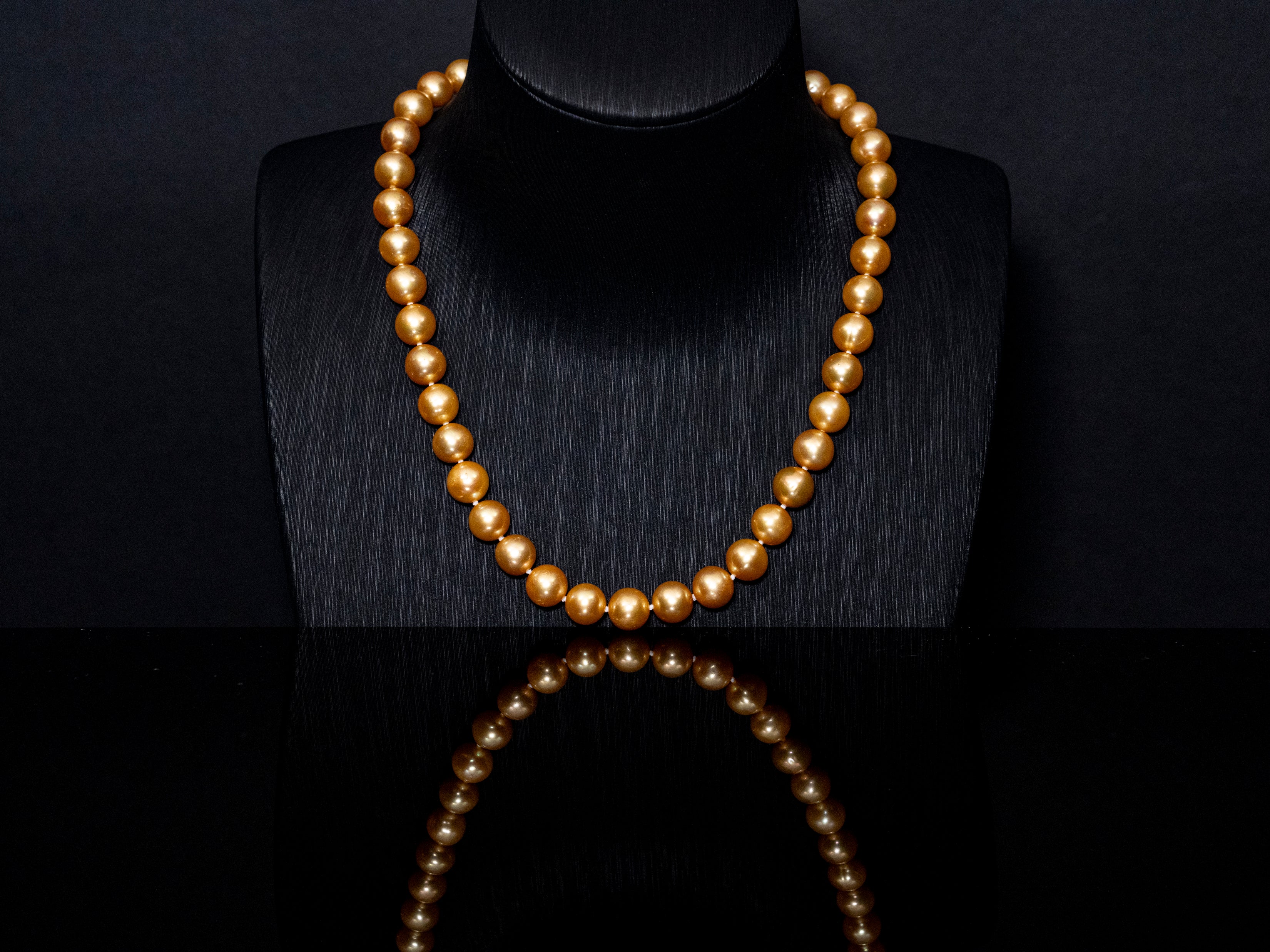 16" South Sea Deep-Gold Pearl Necklace | AAAAA Grade | 14K Clasp [cn074]