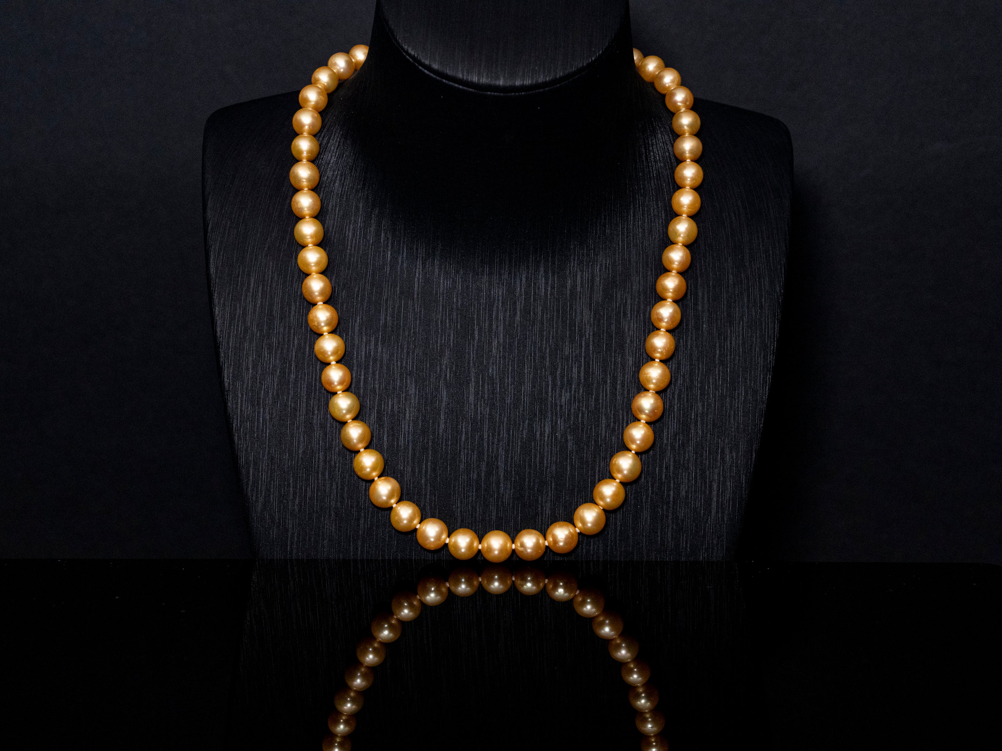 18" South Sea Deep Gold Pearl Necklace | AAAA Grade | 14K Clasp [cn072]