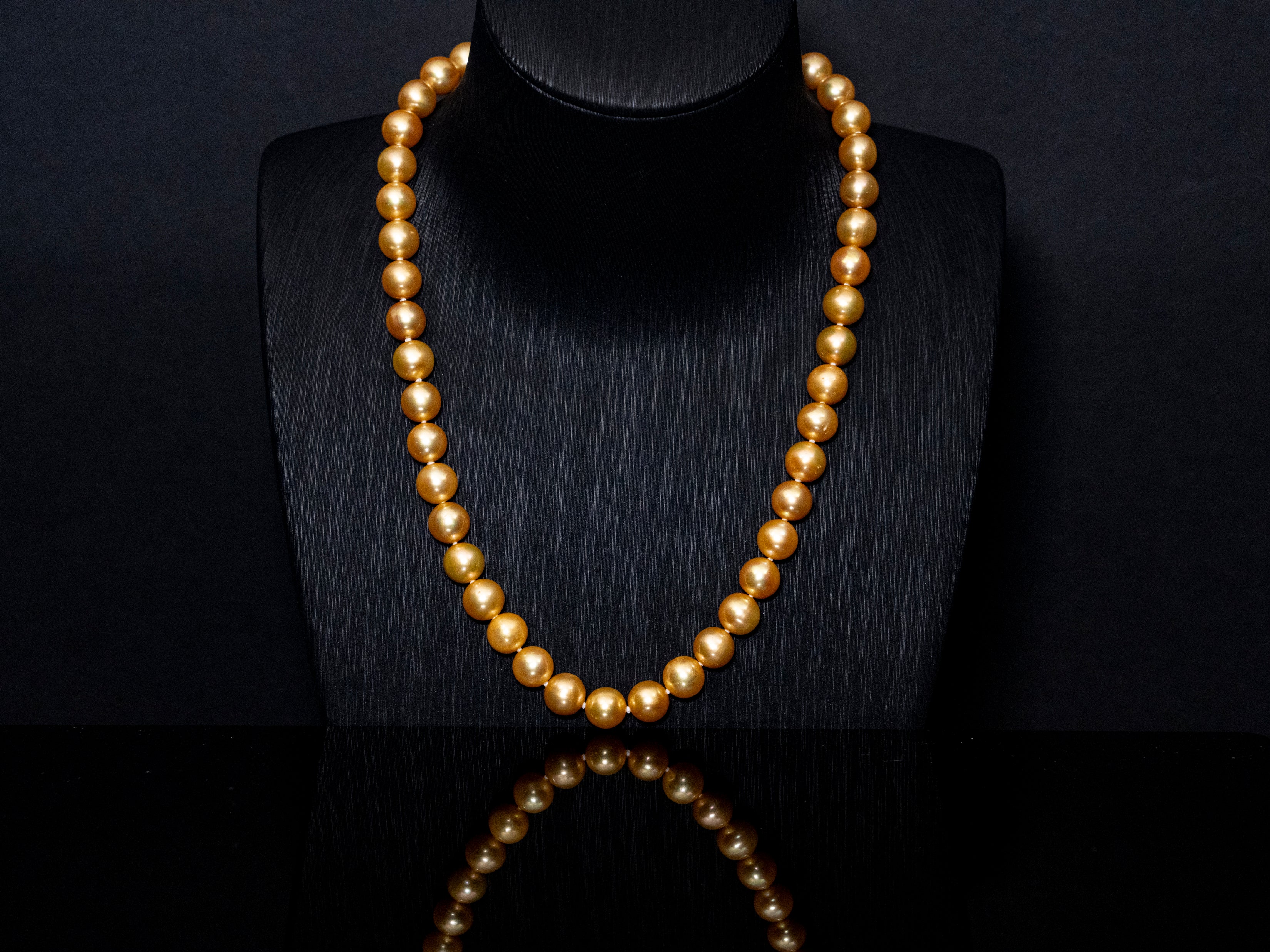 18" South Sea Deep-Gold Necklace | AAAAA Grade | 14K Clasp [cn071]