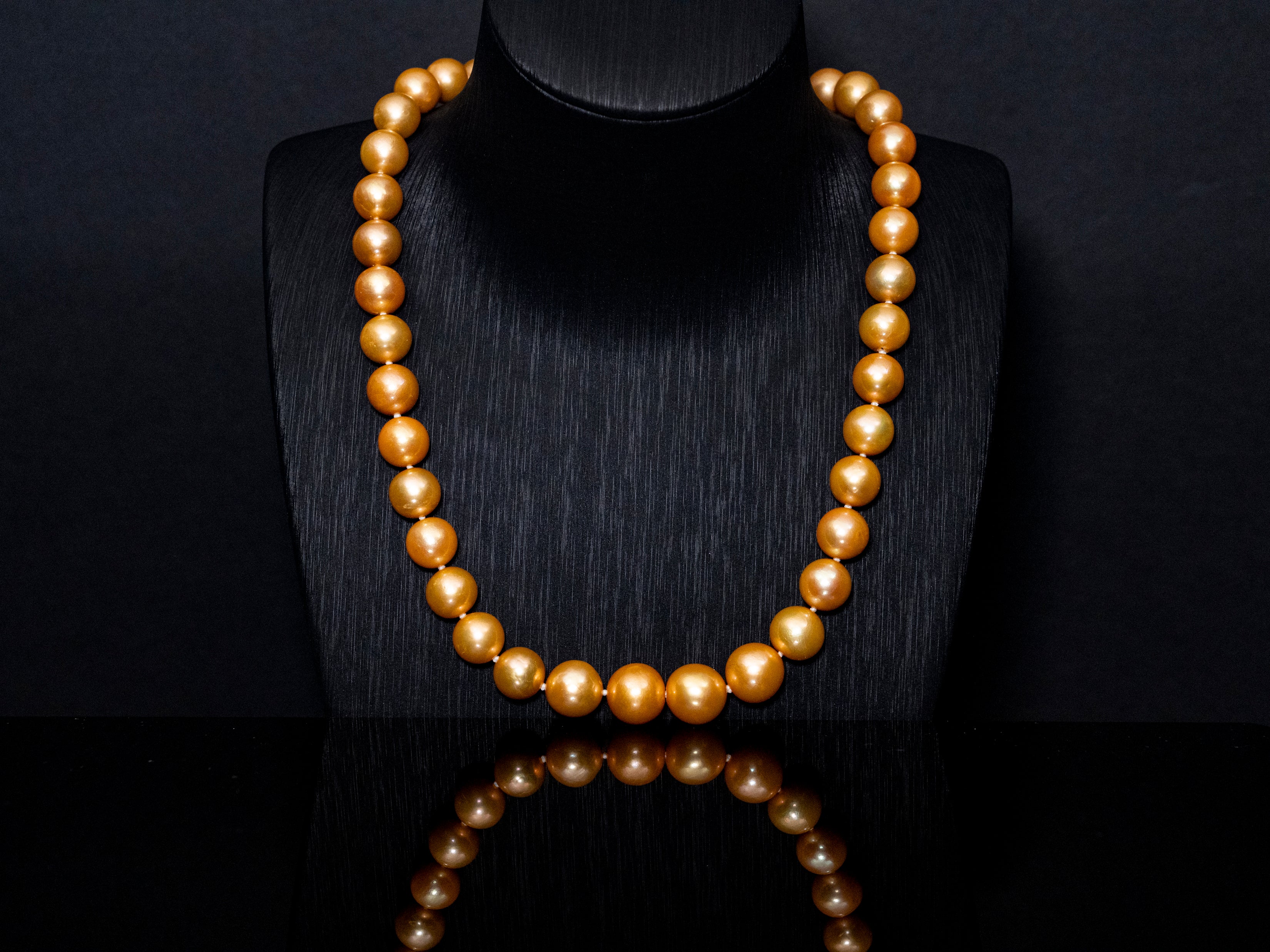 20" South Sea Deep-Gold Pearl Necklace | AAAAA Grade | 14K Clasp [cn058]