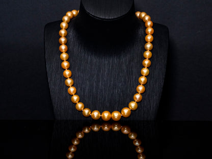 20" South Sea Deep-Gold Pearl Necklace | AAAAA Grade | 14K Clasp [cn058]