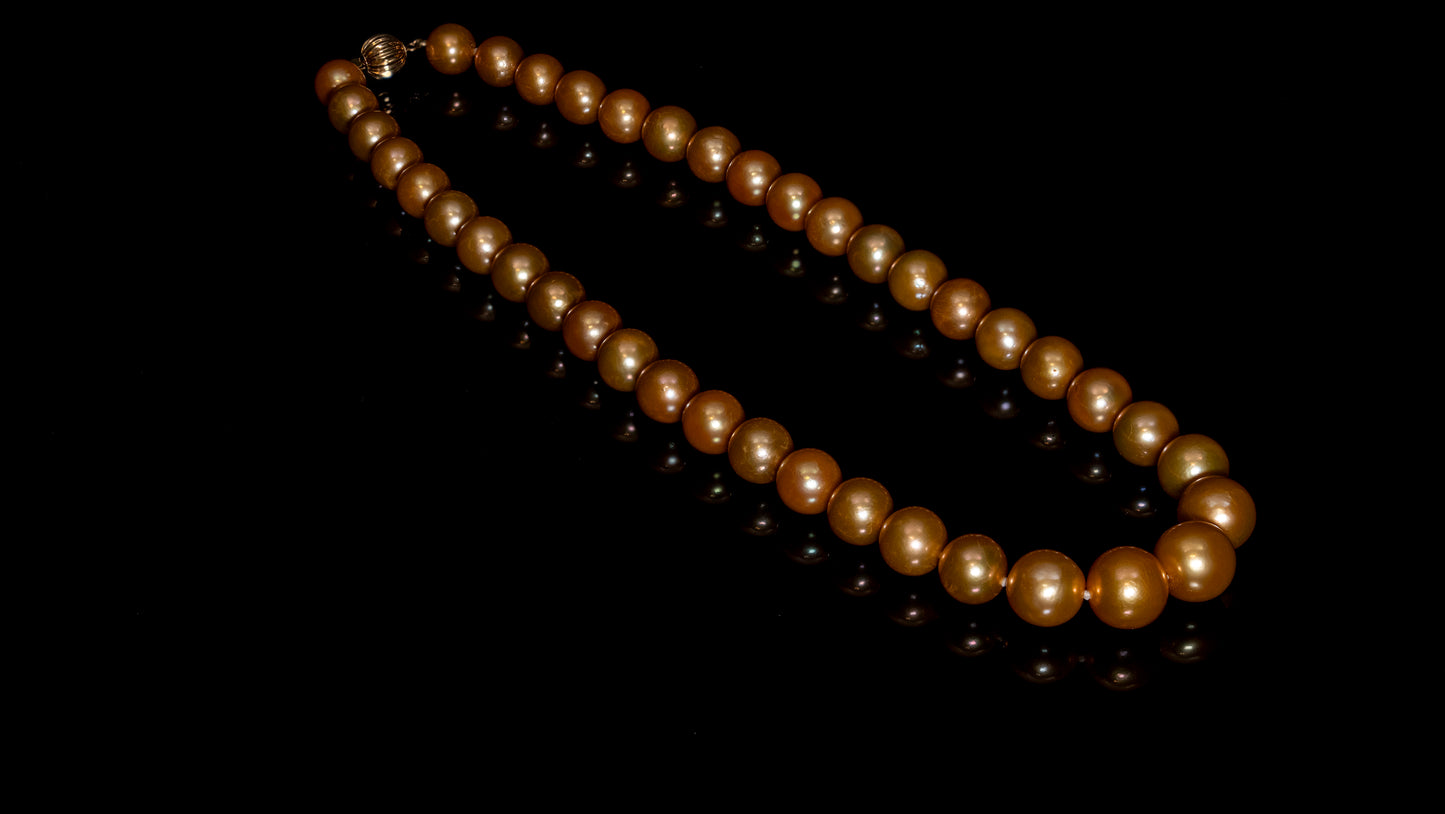 20" South Sea Deep-Gold Pearl Necklace | AAAAA Grade | 14K Clasp [cn058]