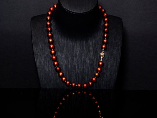 18" Tahitian Russet Pearl Necklace | AAAAA Grade | 14K Clasp [cnT036]