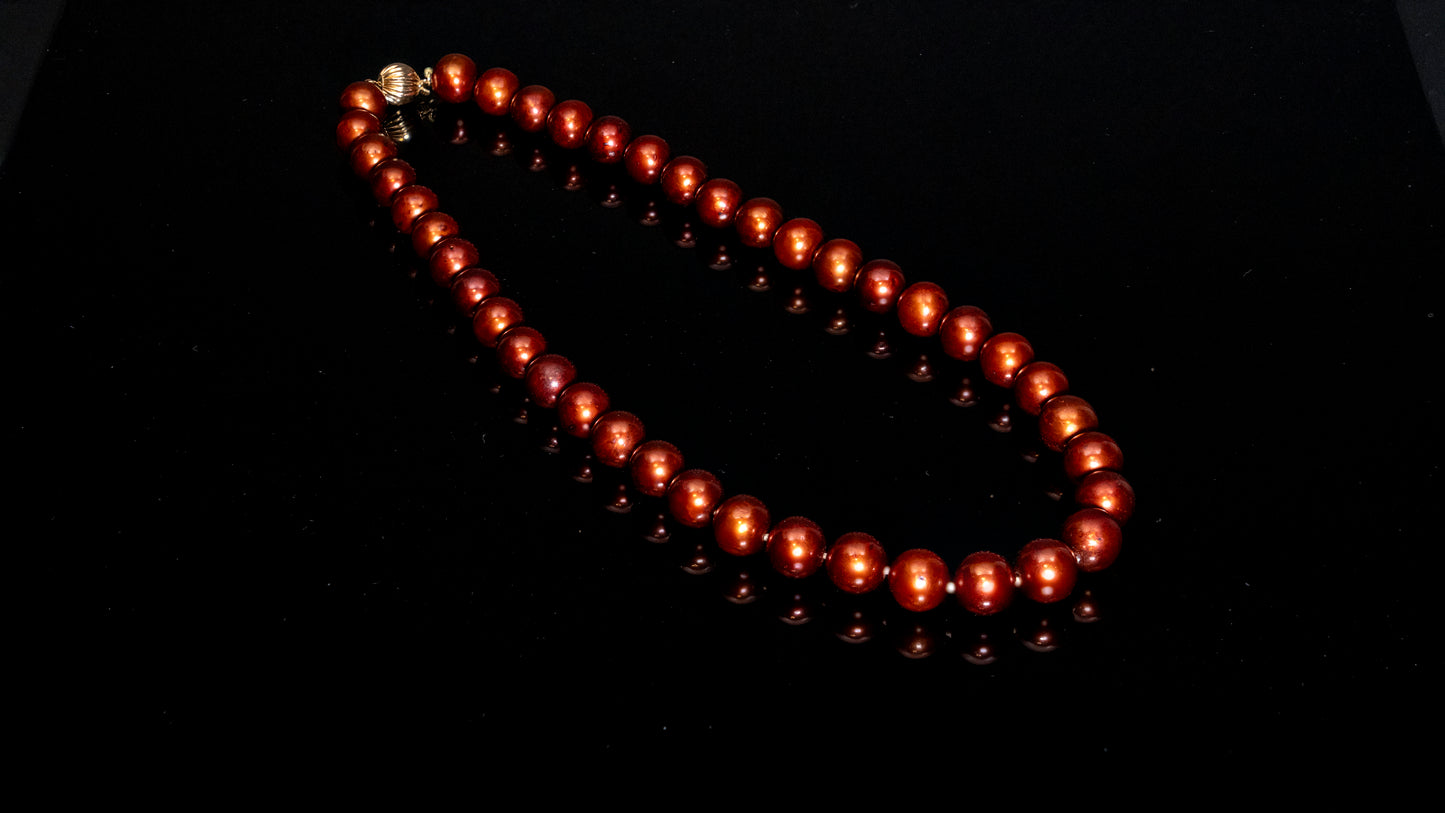 18" Tahitian Russet Pearl Necklace | AAAAA Grade | 14K Clasp [cnT036]