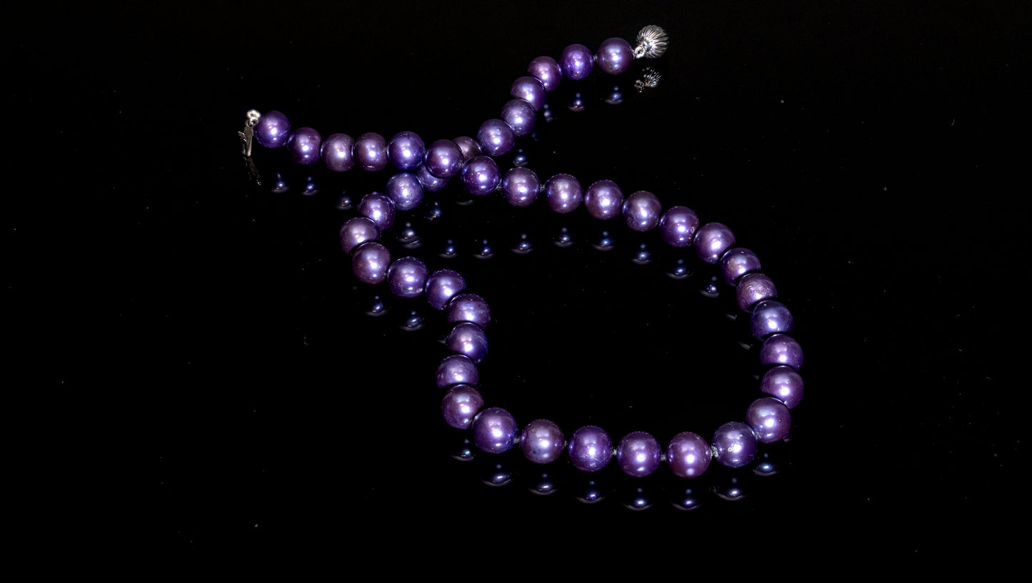 17.5" Tahitian Purple Pearl Necklace | AAAAA Grade | 14K Clasp [cnT037]