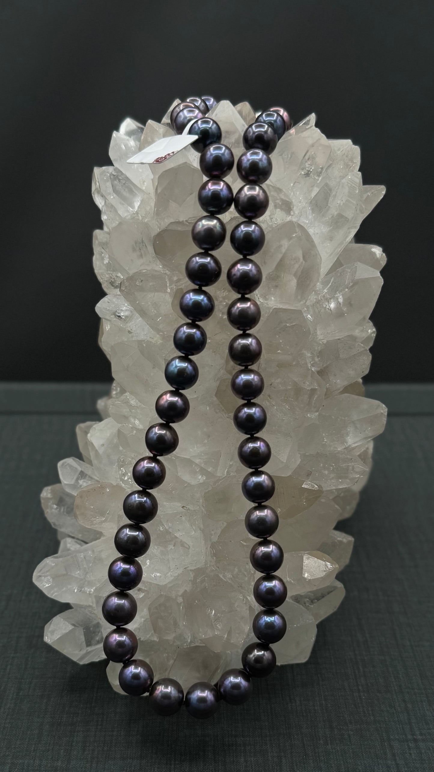 20" South Sea Natural Black Razzberry Pearl Necklace | AAAAA Excellent Grade | 14K White Gold